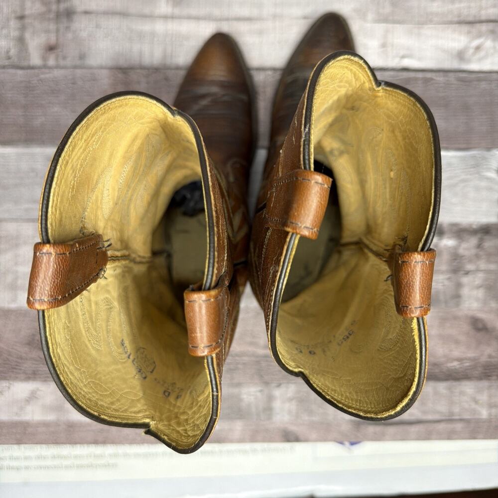 Tony Lama Western Boots Brown Leather Cowboy Vintage Exotic Men’s size 9 D - Picture 7 of 11